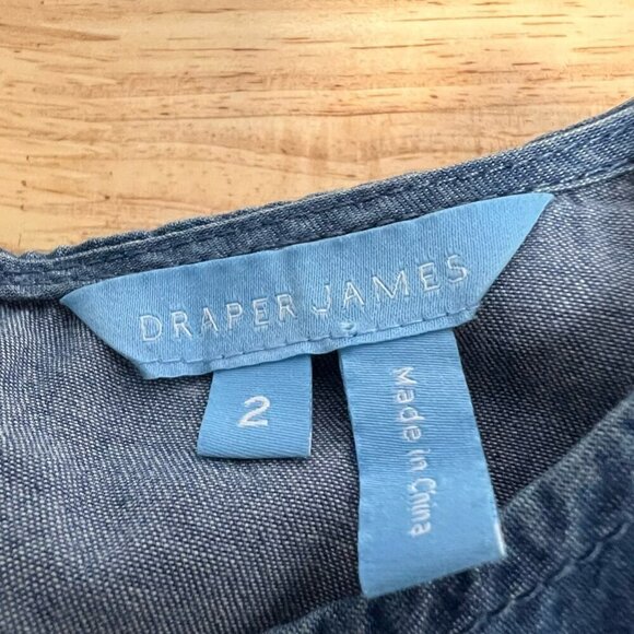 Draper James Womens Dress Blue Chambray Ruffle Knee Length Short Sleeve Size 2 - Picture 11 of 11